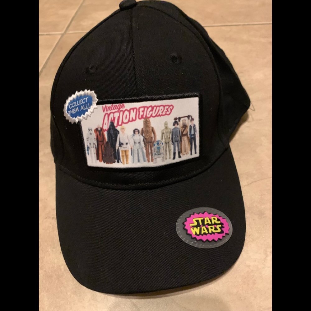 Disney Vintage Star Wars Action Figure 45 Black Hat Cap Adjustable Adult NEW